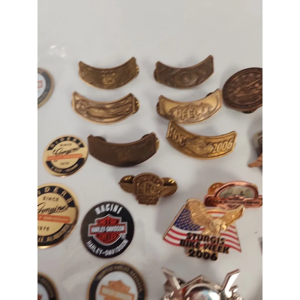 Lot 30+ Harley Davidson HOG Pins Rockers Sturgis Dealer Poker Chips Vest Badges